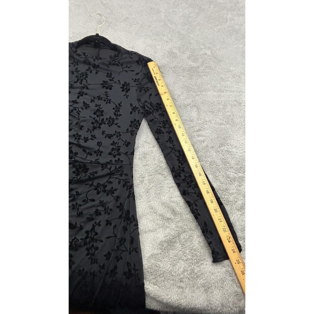 SHEIN Velvet Burnout Sheer Overlay Maxi Dress Womens M Black Floral Whimsigoth - Picture 13 of 15